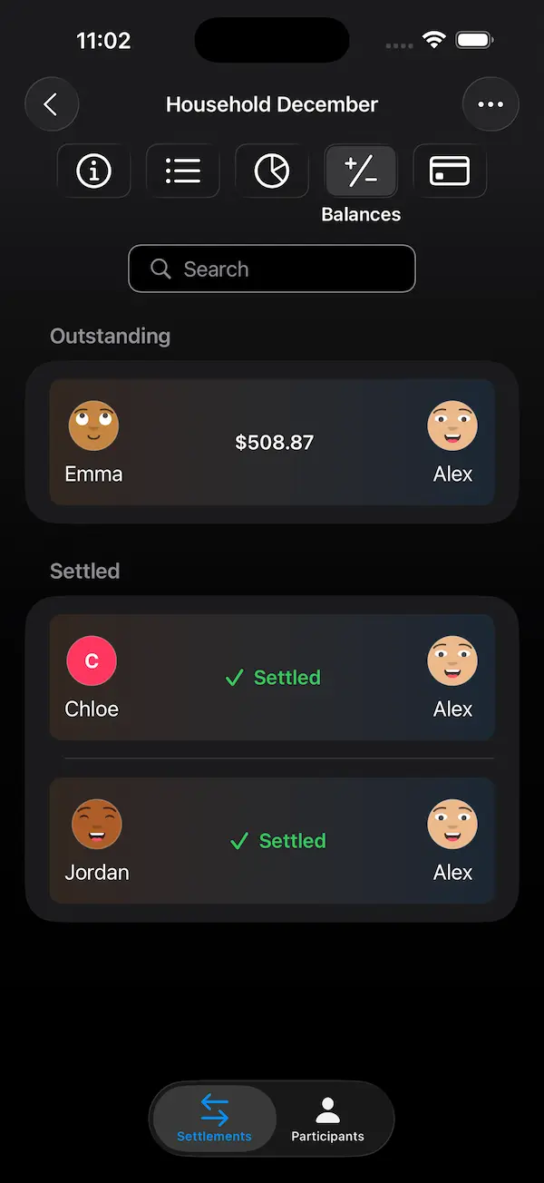 Settleasy Settlement Balances View